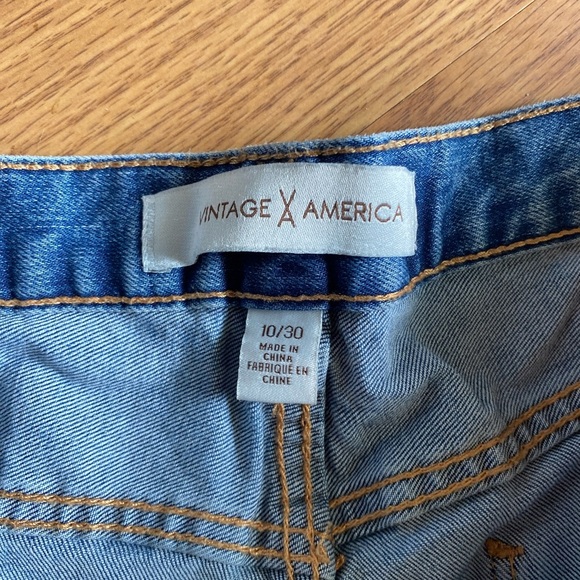 Missy Vintage America Blue Relaxed Jeans Distressed Button Fly Taper - Picture 6 of 8